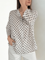 Blusa Italiana Lunares, fondo Beige coon Chocolate