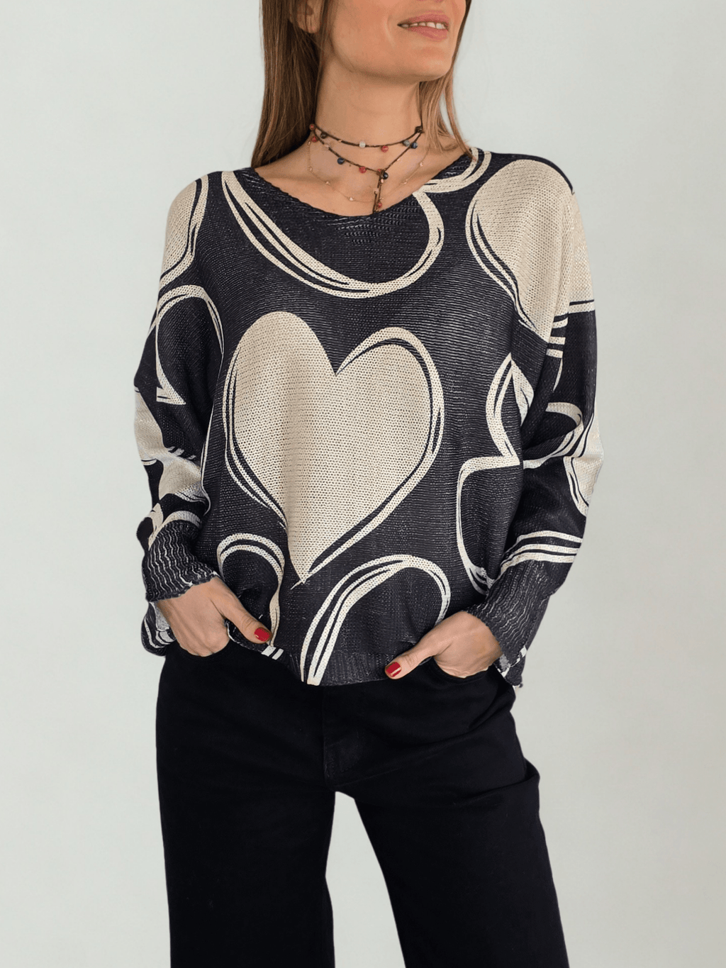 Sweater Italiano Corazón, fondo Negro