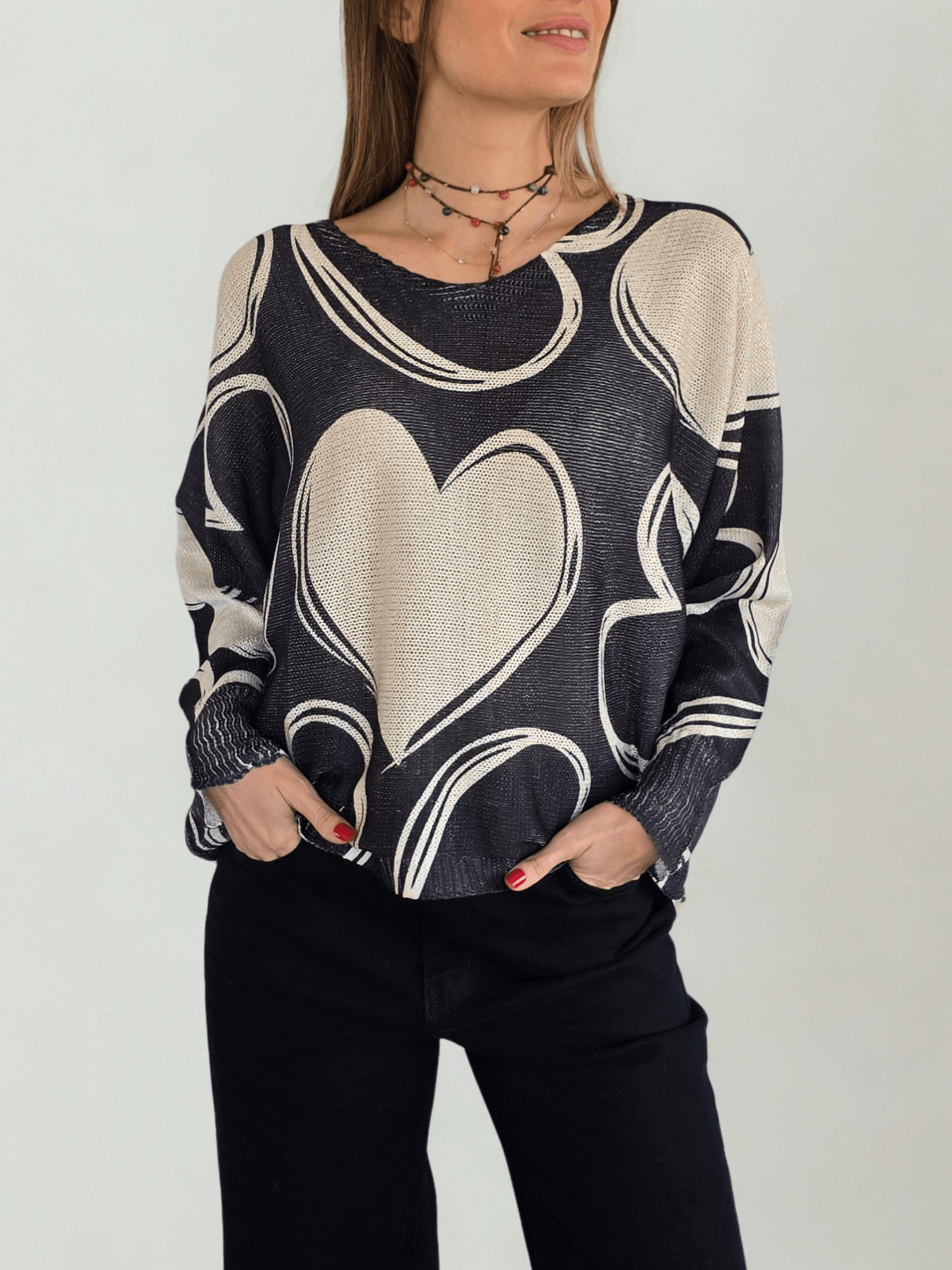 Sweater Italiano Corazón, fondo Negro
