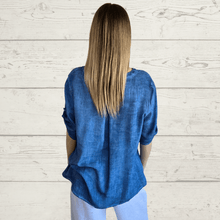 Cargar imagen en el visor de la galería, Blusa Bordada Teñida, color Azul
