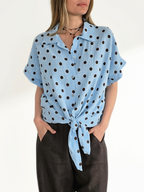 Blusa Italiana Lunares, fondo Celeste