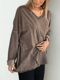 Sweater Polerón Teñido con desflecado, color Chocolate