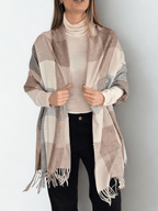 Bufanda cuadros, colores Beige con Gris
