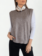 Sweater sin mangas Botones, color Taupe