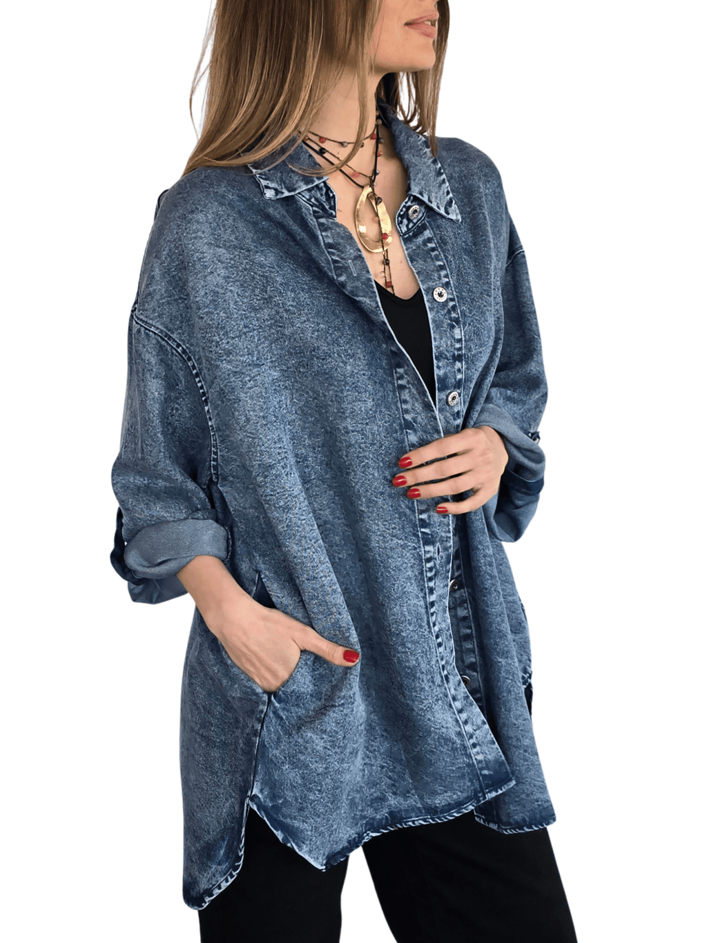Chaqueta Jeans Tencel, color Azul