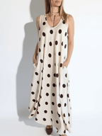 Vestido Lunares, fondo Beige
