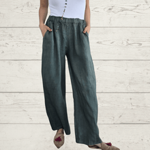 Cargar imagen en el visor de la galería, Pantalón 100% Lino Italiano, color Verde
