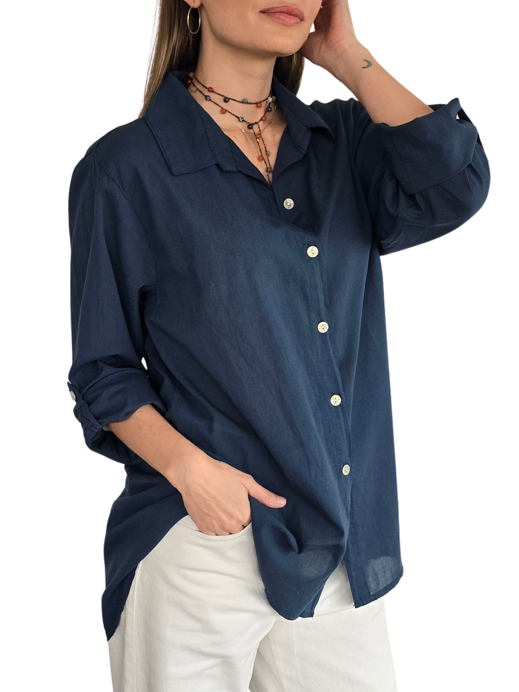 Blusa Italiana 100% Algodón, color Azul