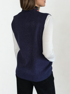 Sweater Sin Mangas escote en V, color Azul Marino