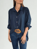 Blusa Italiana 100% Algodón, color Azul