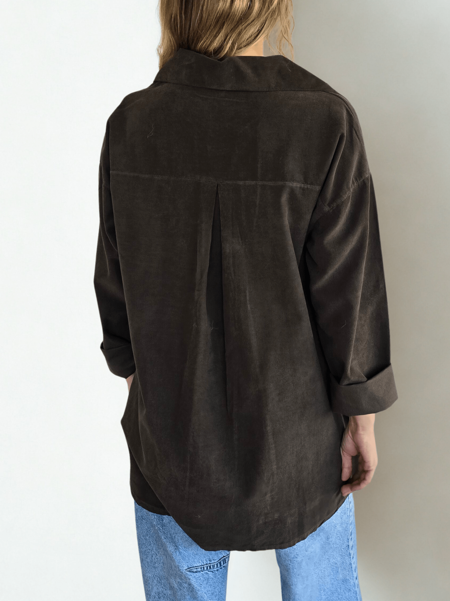 Blusa Italiana Cotelé mil rayas un botón, color Chocolate