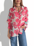 Blusa Estampada Flores, Tonos Rosados