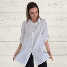 Cargar imagen en el visor de la galería, Blusa Italiana 100% Lino, color Blanco
