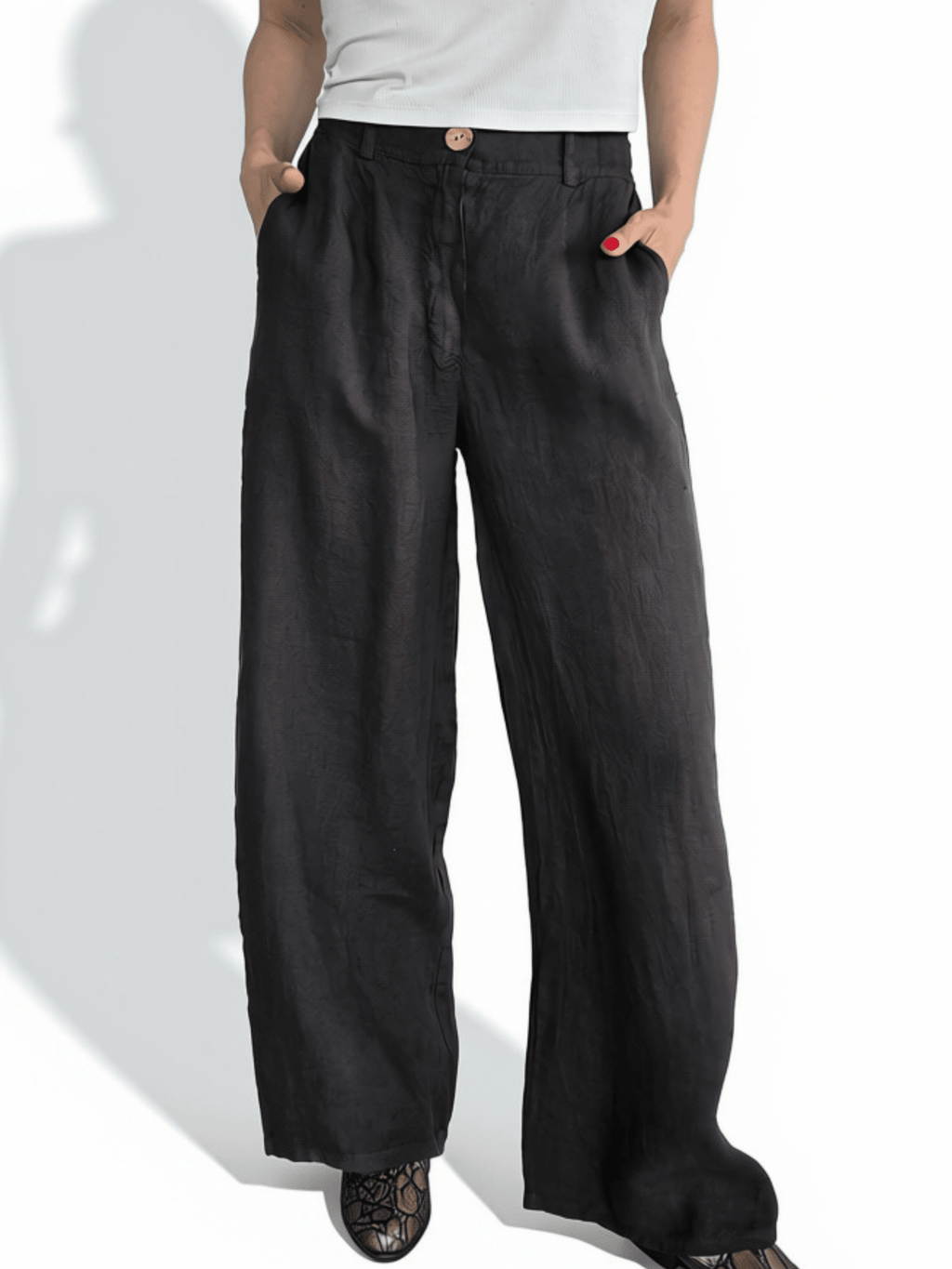 Pantalón 100% Lino Italiano, color Chocolate