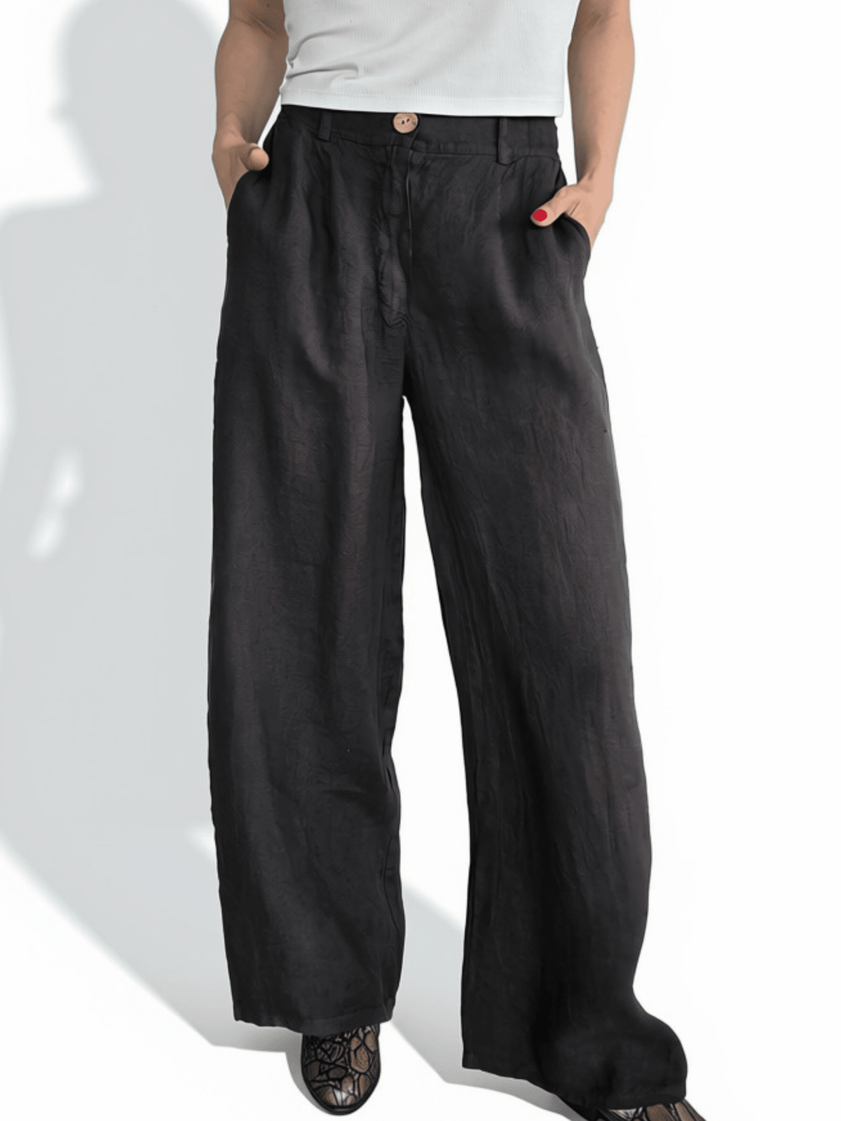Pantalón 100% Lino Italiano, color Chocolate