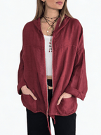 Chaqueta Italiana 100% Lino, color Guinda