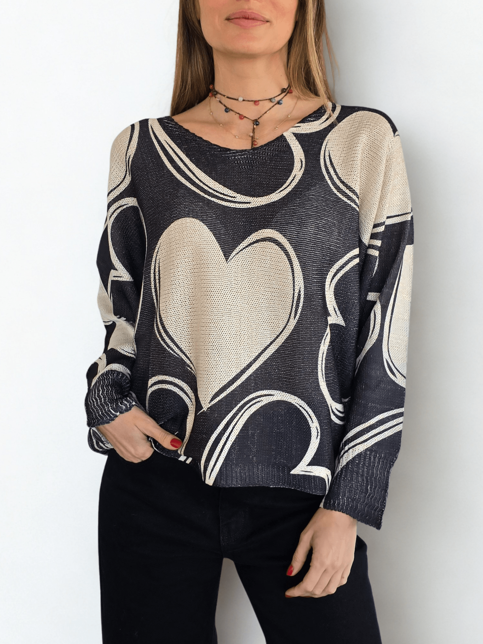 Sweater Italiano Corazón, fondo Negro