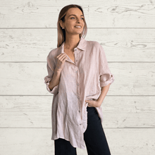 Cargar imagen en el visor de la galería, Blusa 100% lino Italiano, color Rosado
