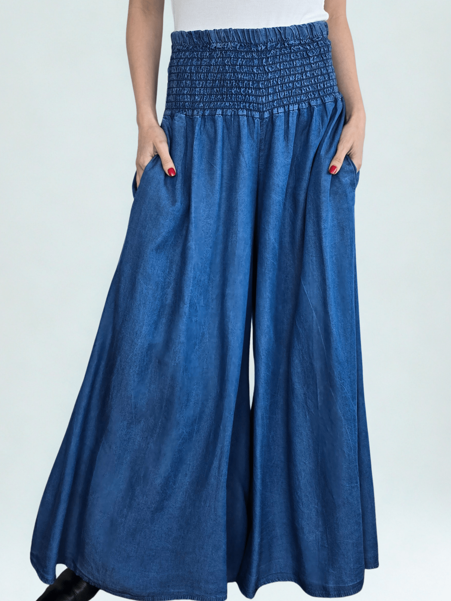 Pantalón Palazzo Italiano Tencel, color Azul