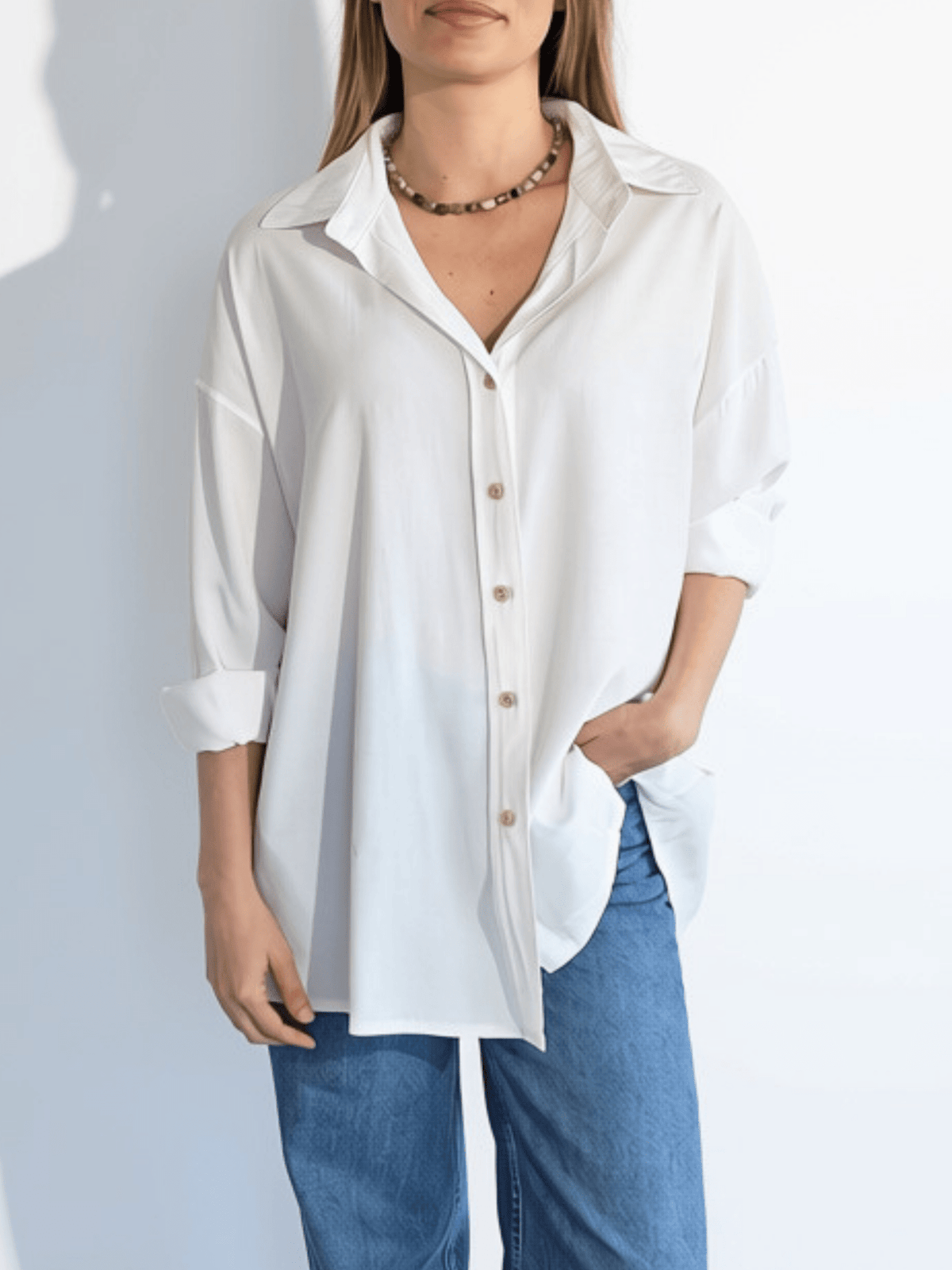 Blusa Tencel, color Blanco