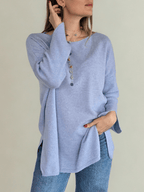 Sweater Italiano Puño Abierto, color Celeste