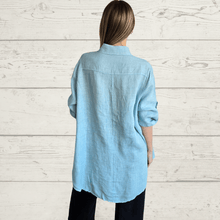Cargar imagen en el visor de la galería, Blusa 100% lino Italiano, color Verde Menta
