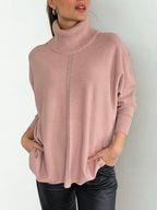 Sweater cuello subido Ribete, color Rosado