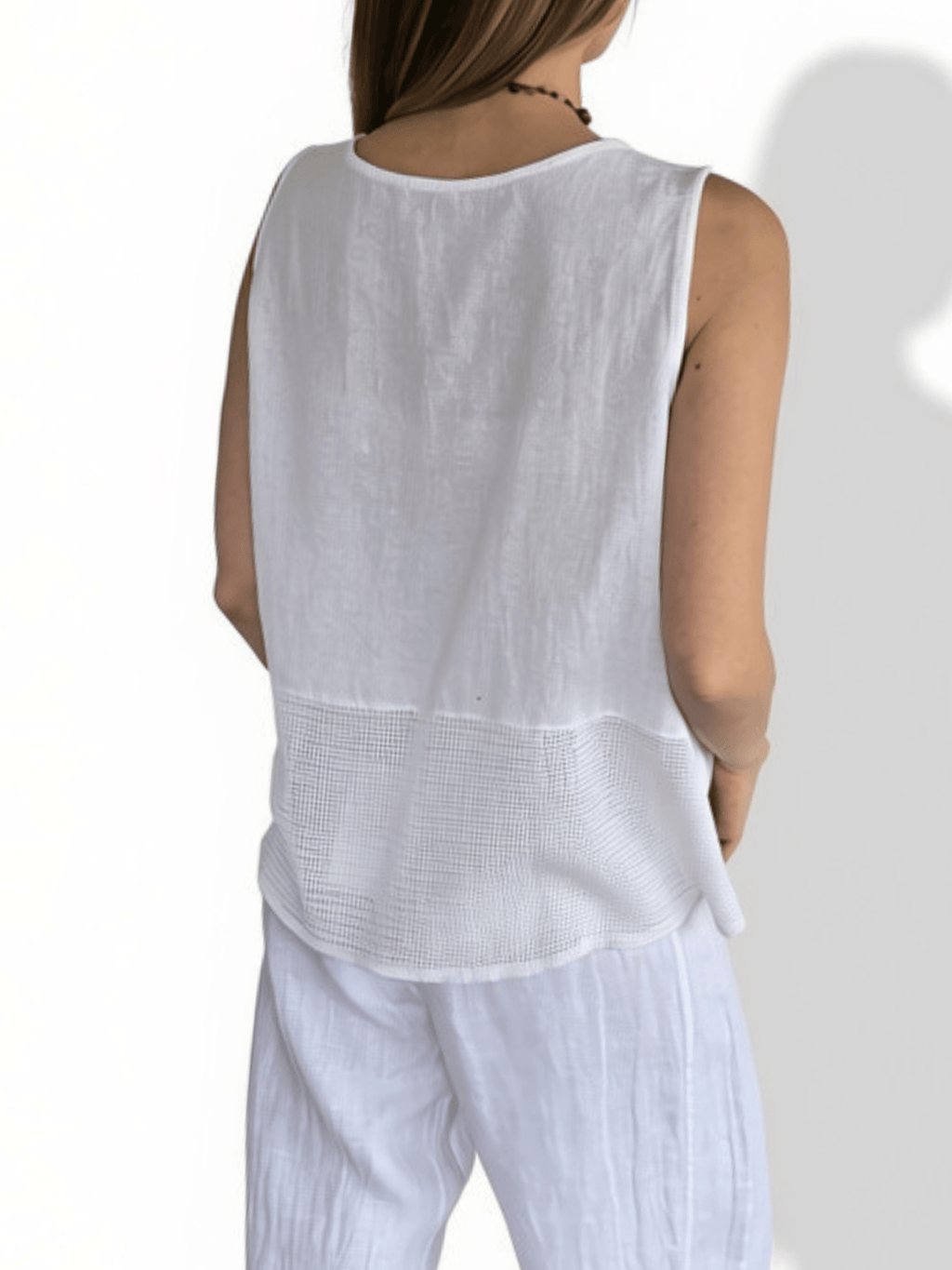 Blusa Italiana dos Texturas, color Blanco