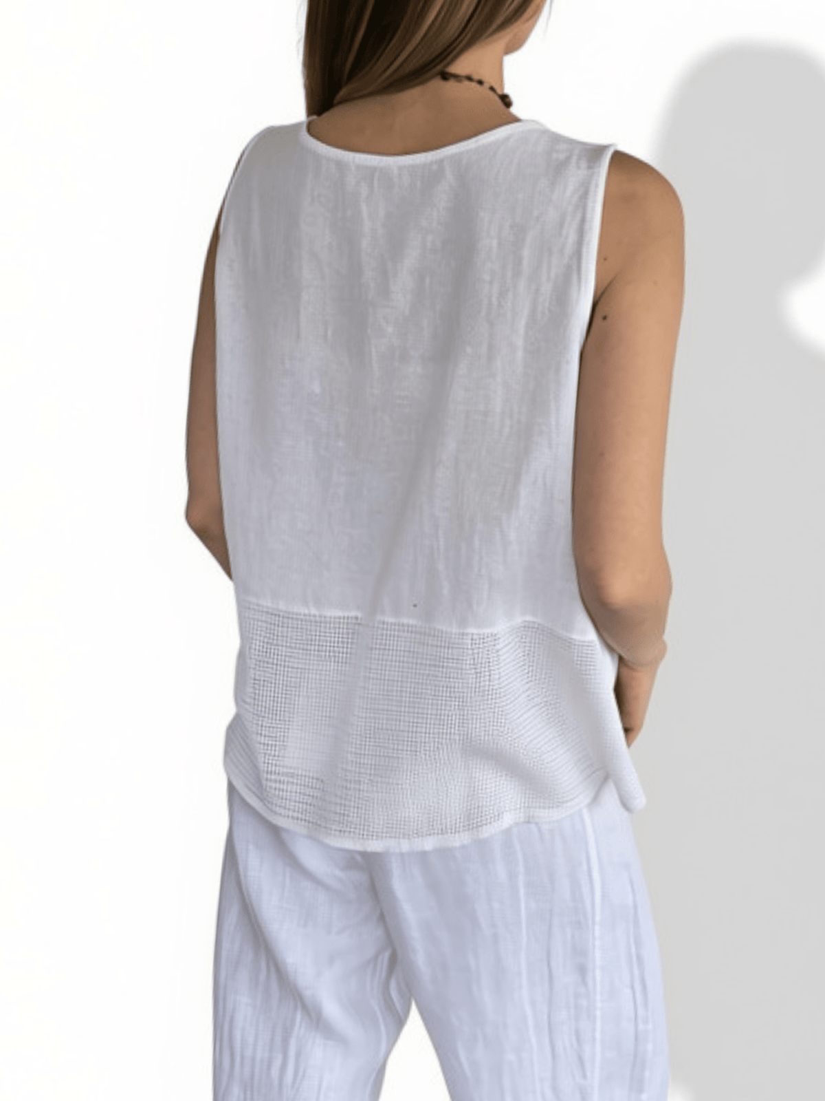 Blusa Italiana dos Texturas, color Blanco