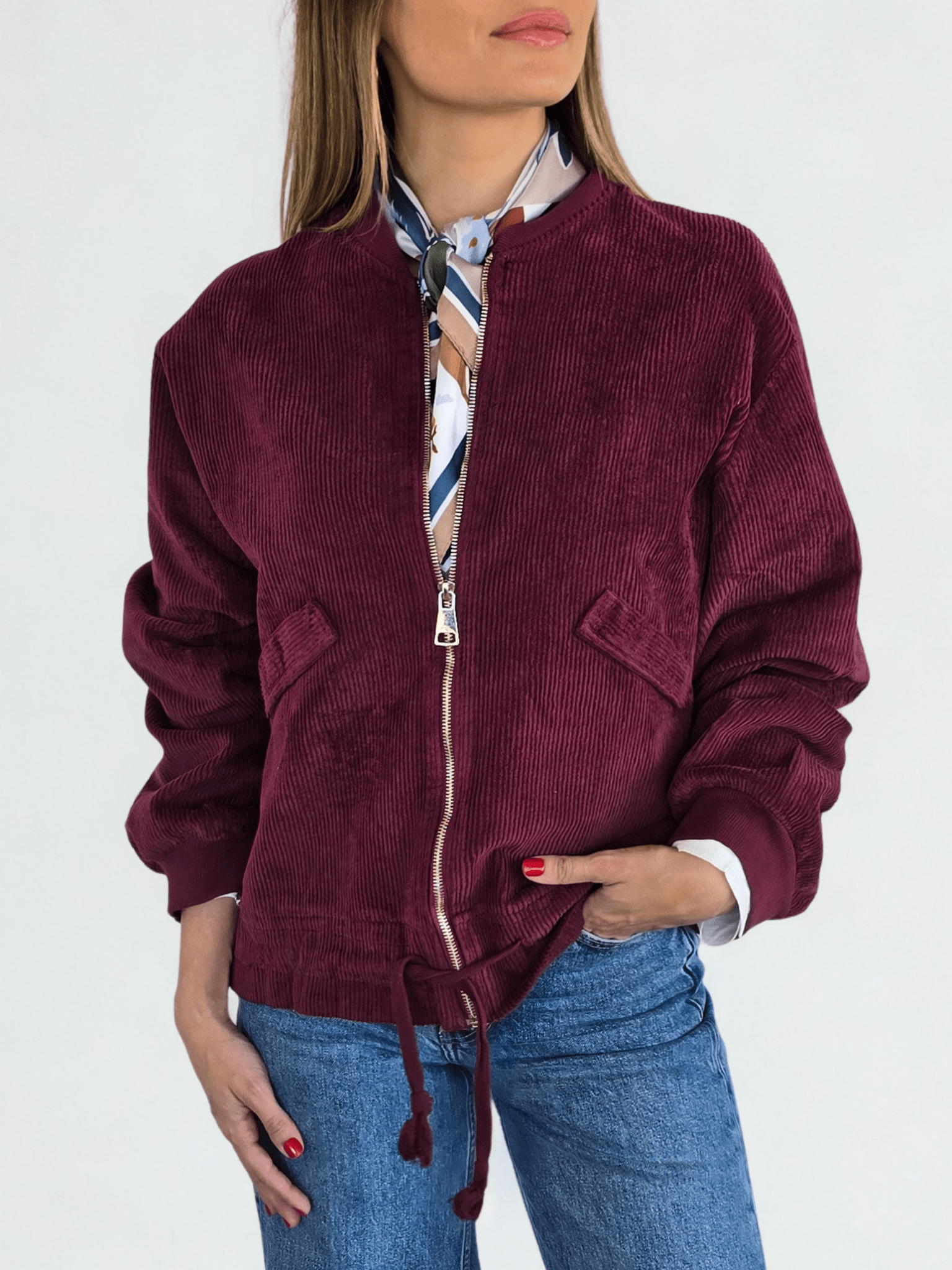 Chaqueta Italiana Bomber, color Burdeo