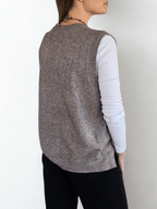 Sweater sin mangas Botones, color Taupe