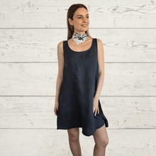 Cargar imagen en el visor de la galería, Vestido de Lino Italiano sin mangas, color Gris

