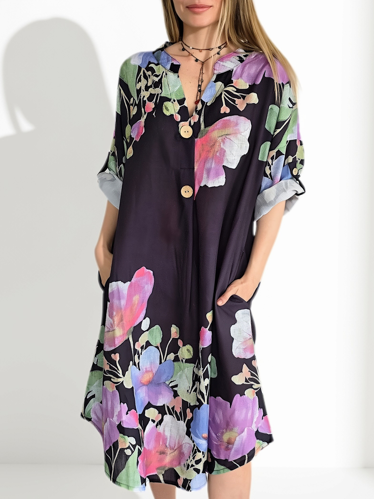 Vestido Estampado, fondo Negro