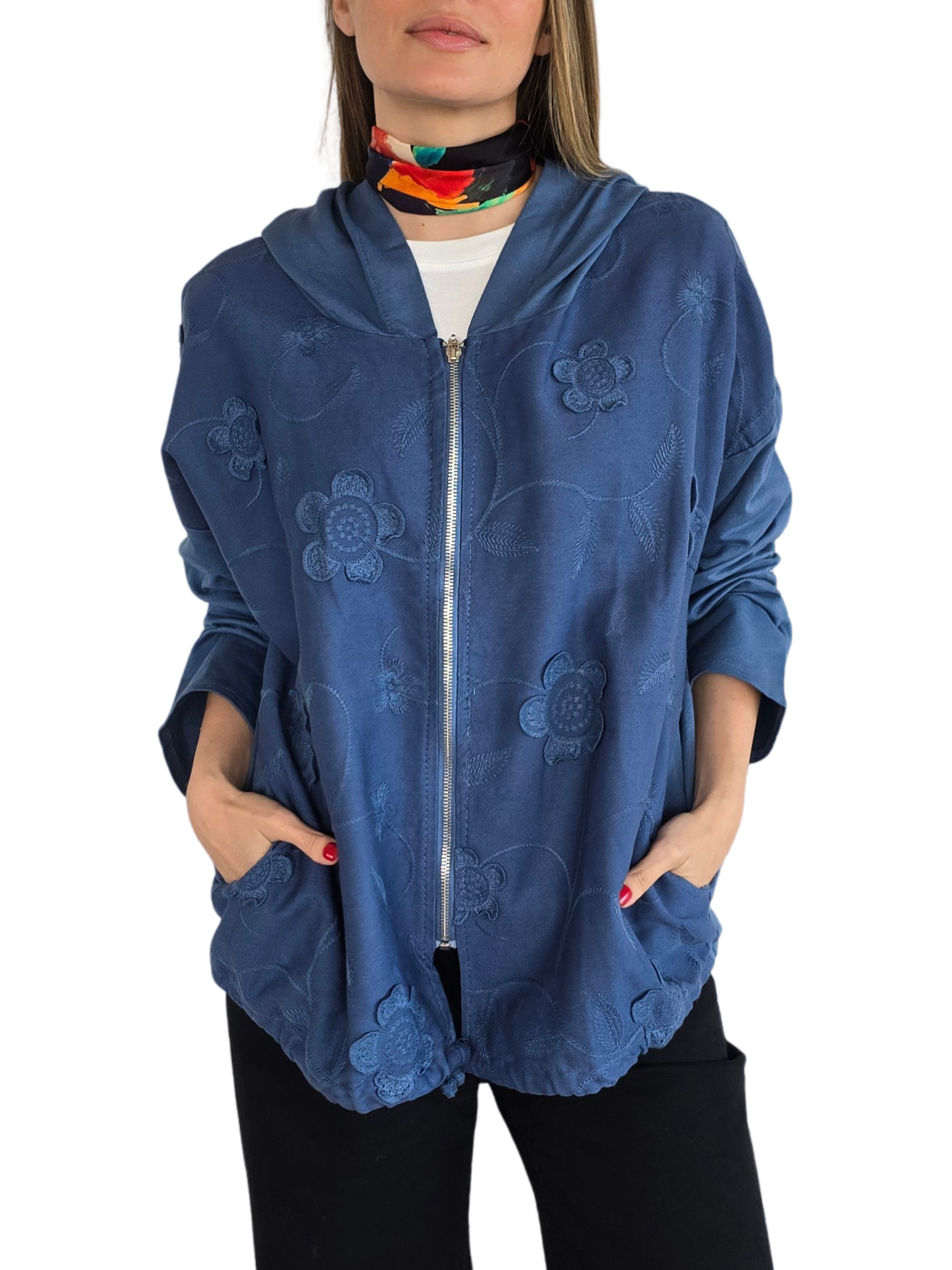 Chaqueta Italiana Bordada, color Azul