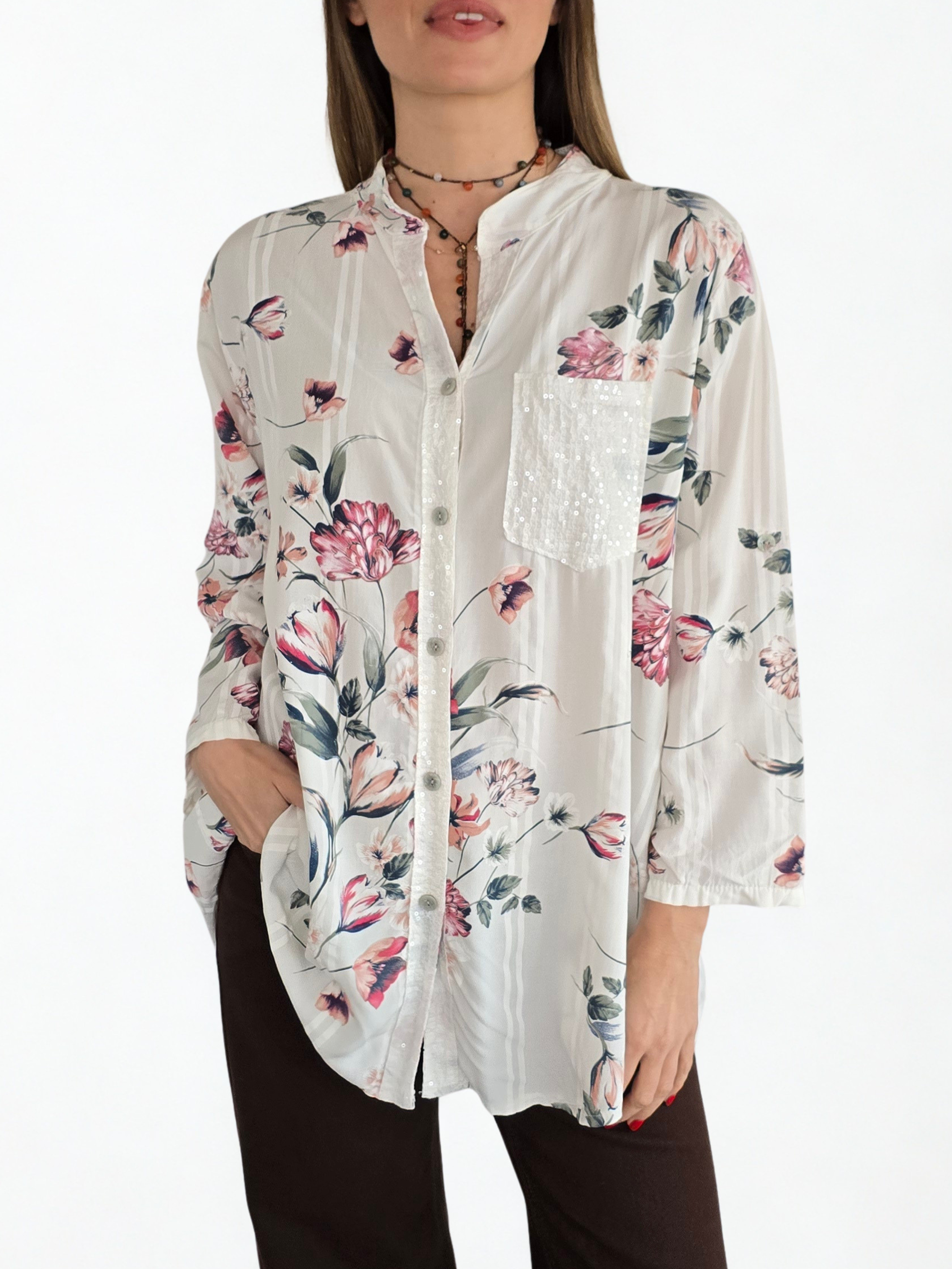 Blusa Italiana Estampada, fondo Blanco