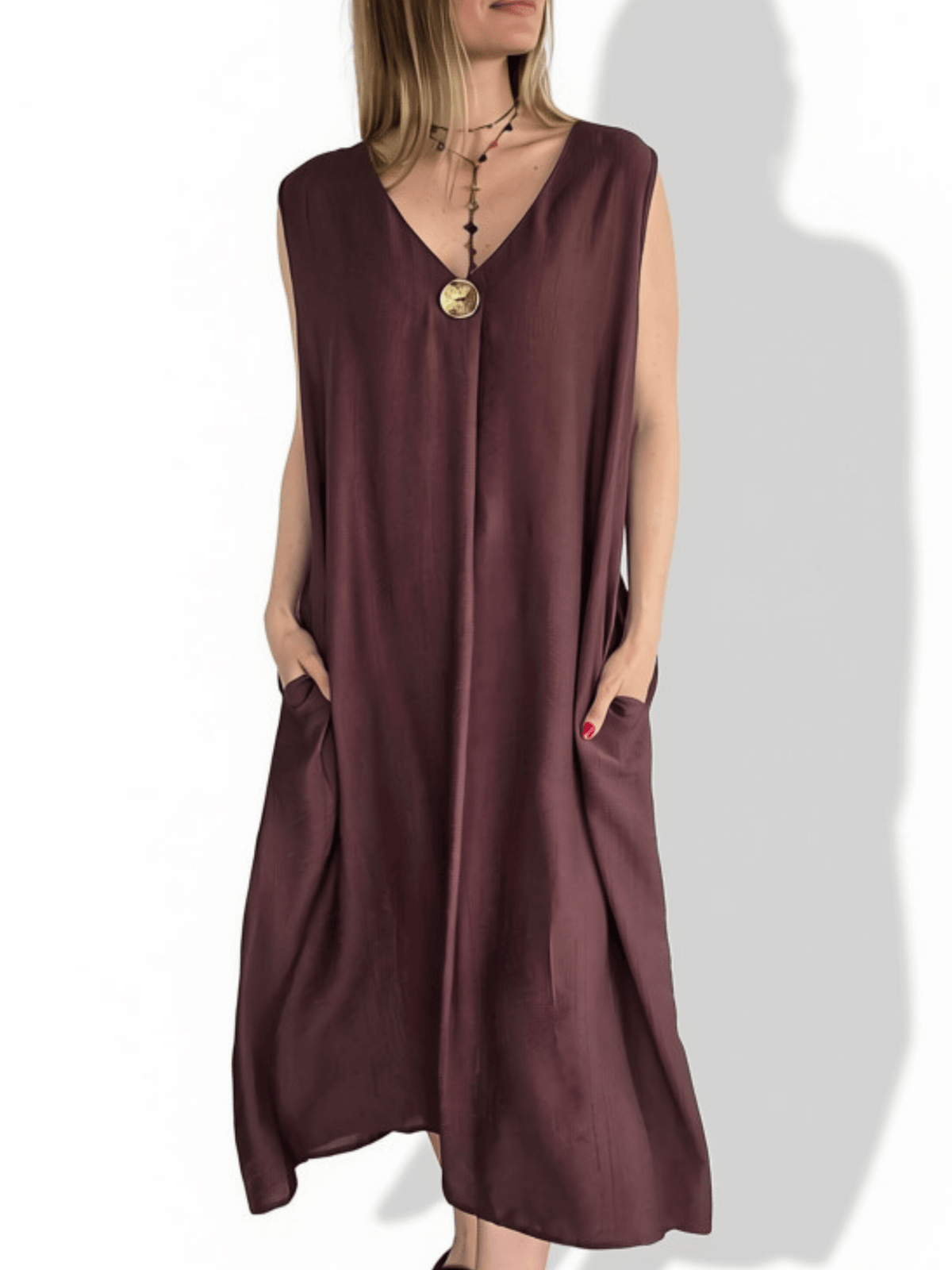Vestido Un Botón, color Chocolate