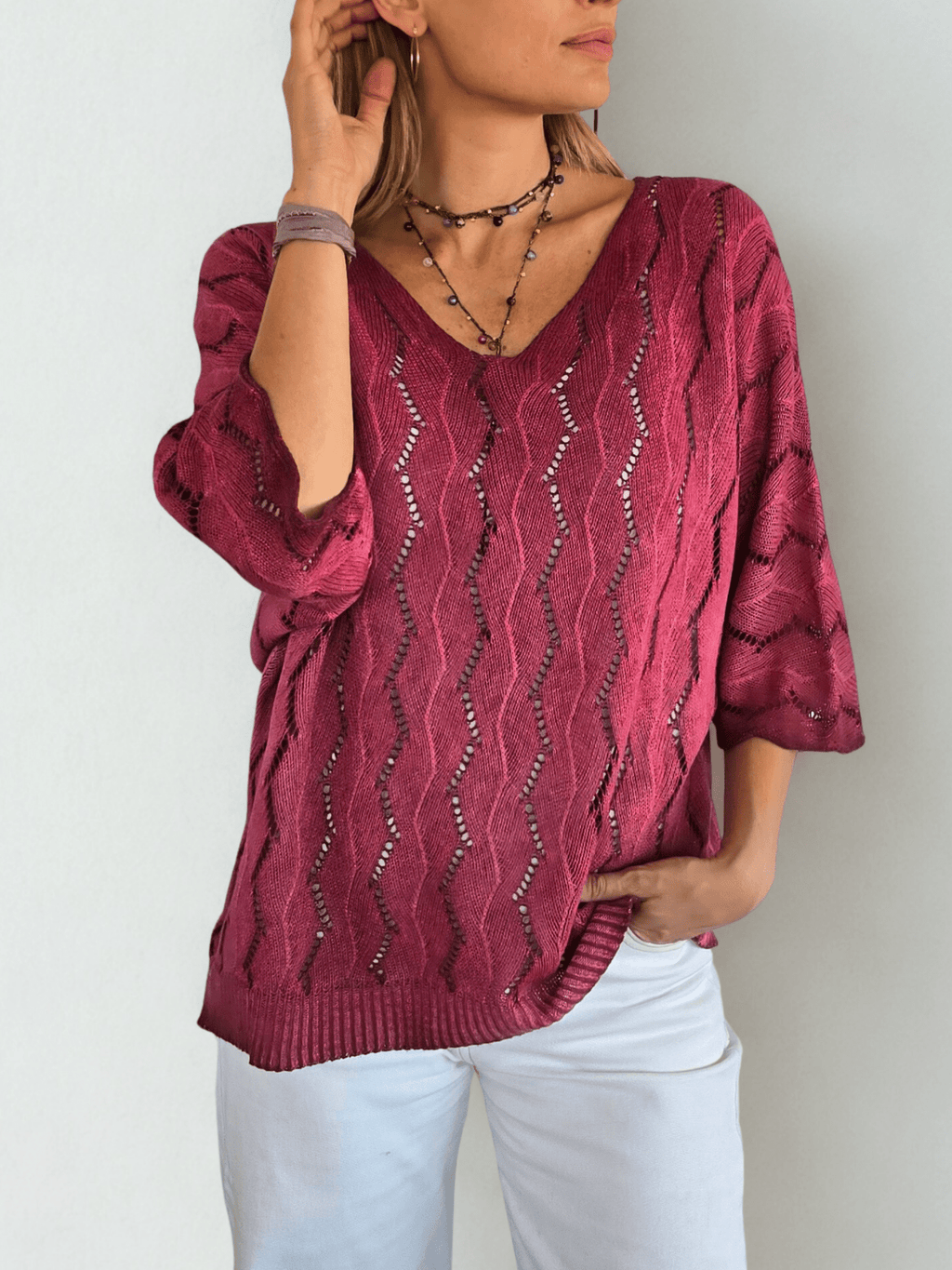 Sweater Italiano teñido, color Guinda