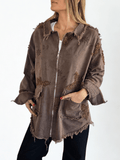 Chaqueta Bordada, color Chocolate