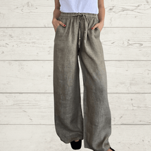 Cargar imagen en el visor de la galería, Pantalón 100% Lino Italiano, color Tostado
