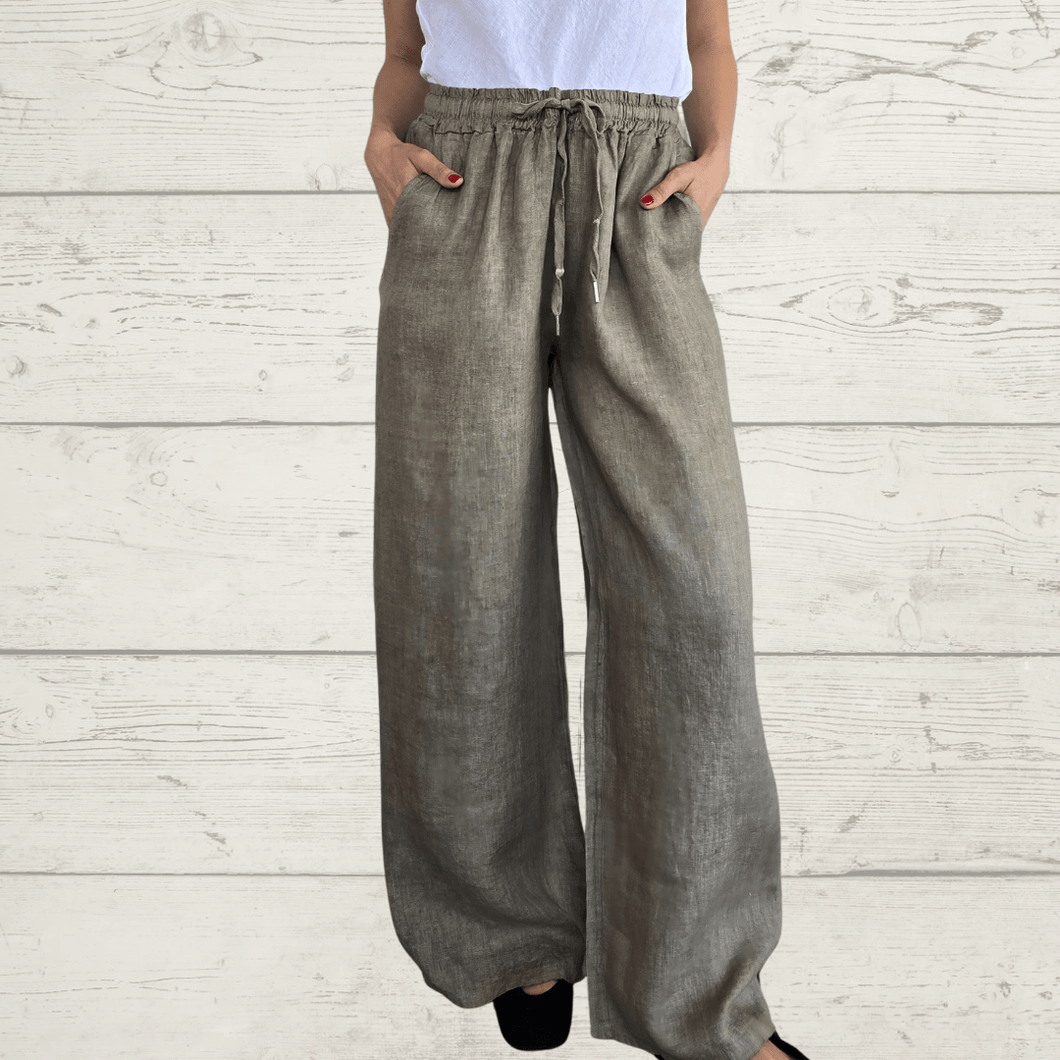 Pantalón 100% Lino Italiano, color Tostado