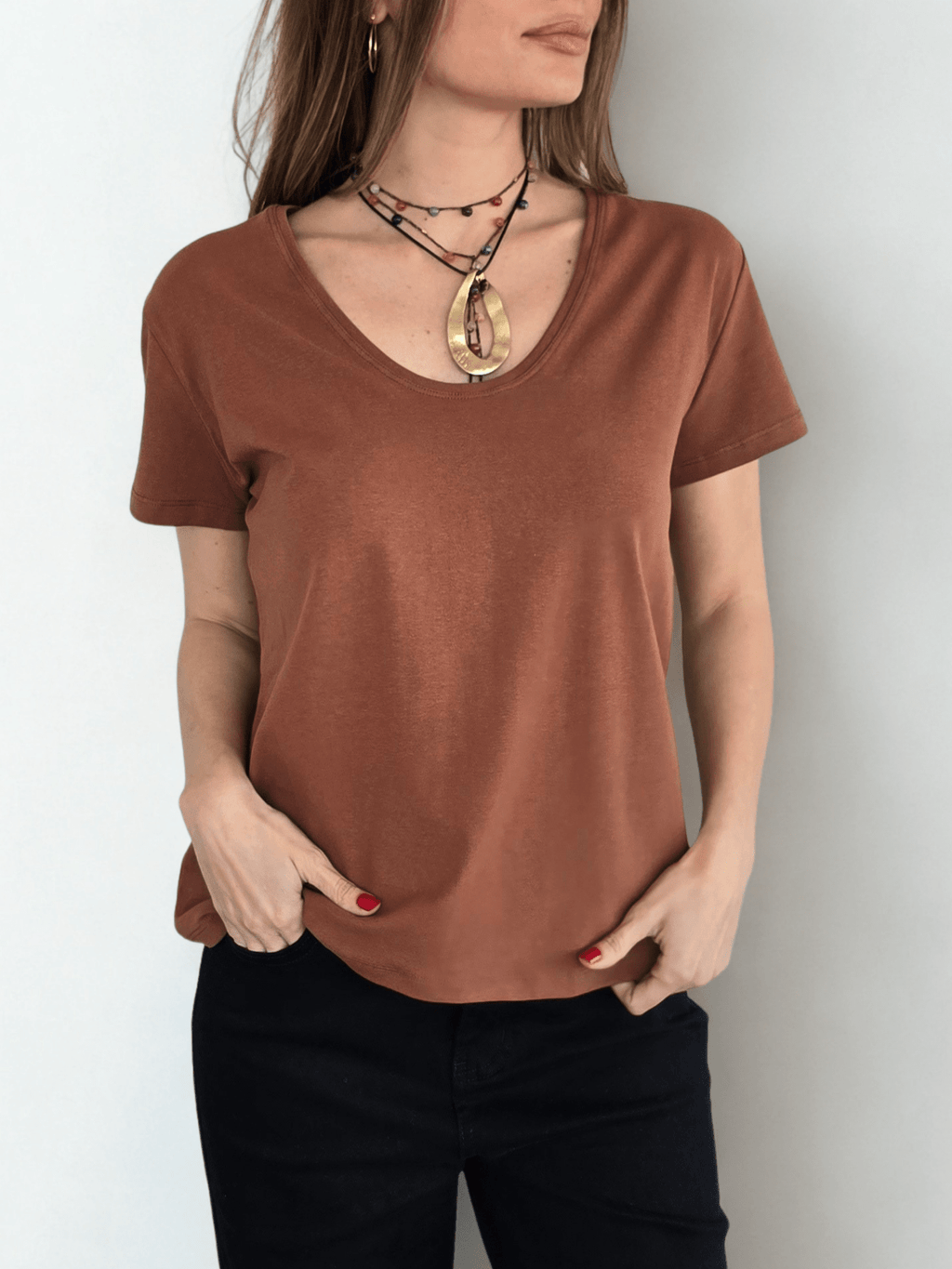 Polera Básica, color Terracota