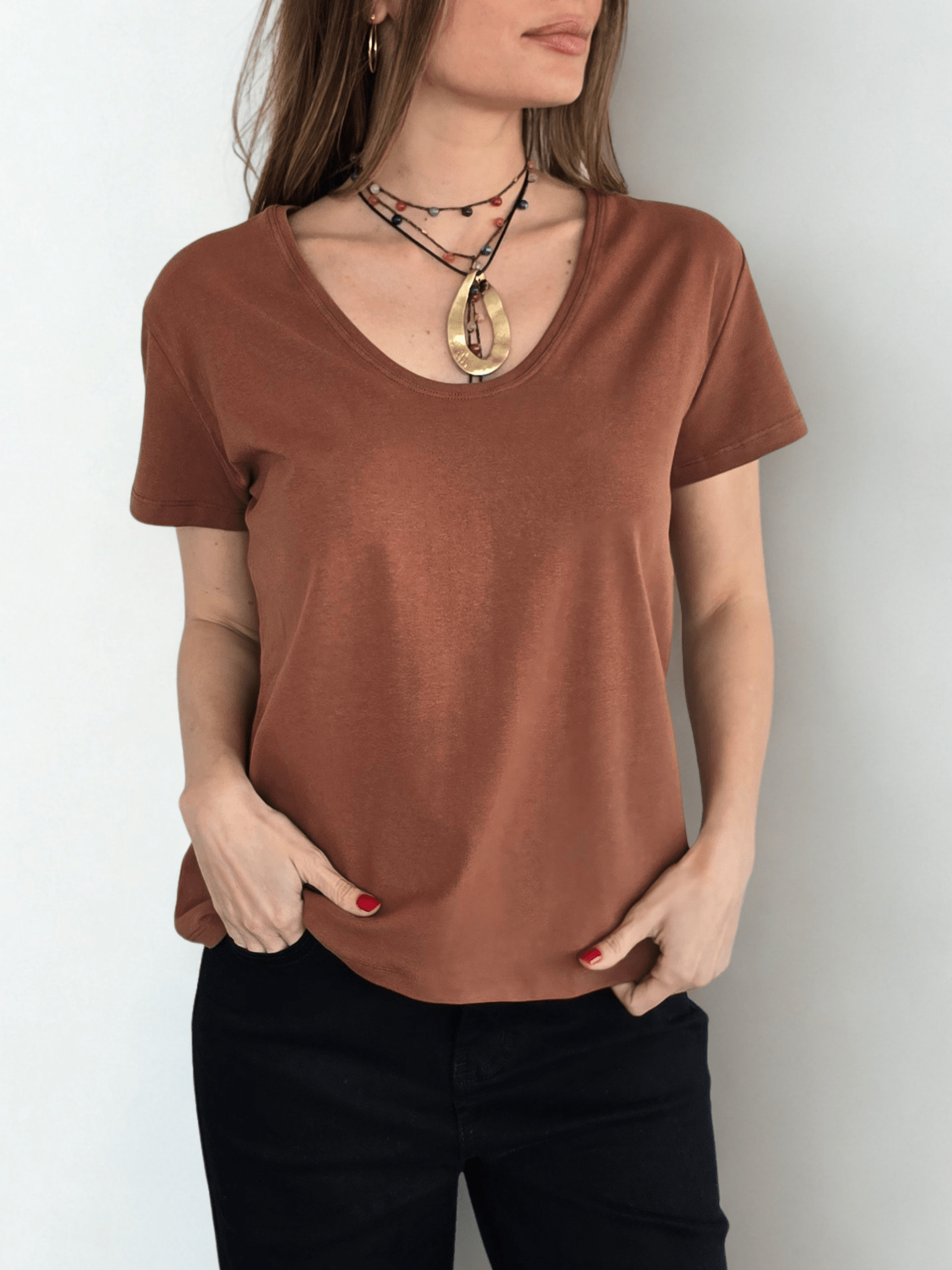Polera Básica, color Terracota
