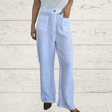 Cargar imagen en el visor de la galería, Pantalón 100% Lino Italiano dos bolsillos, color Blanco
