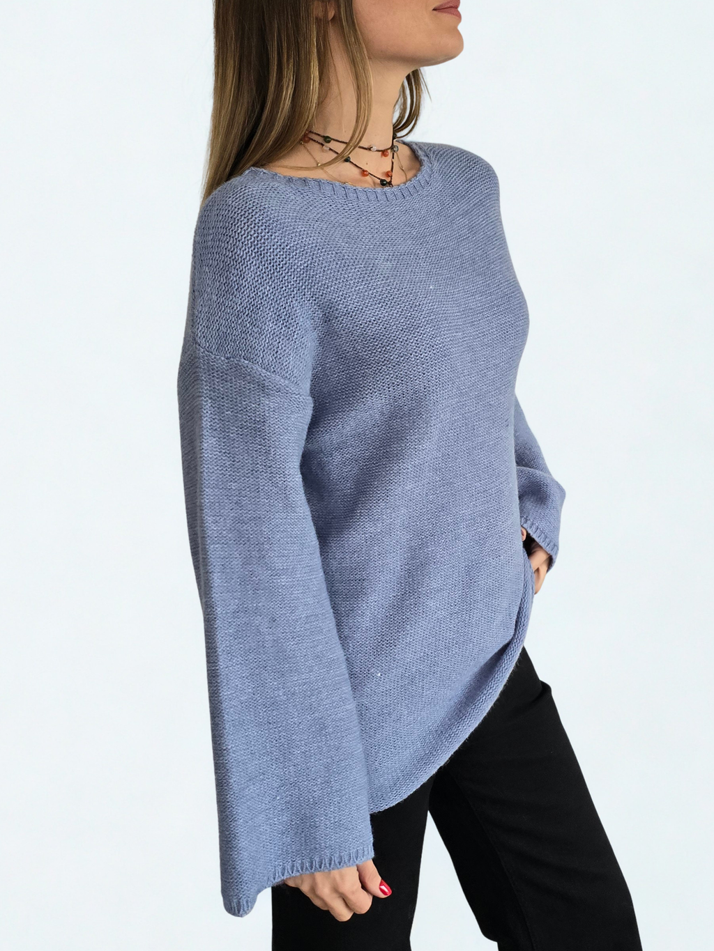 Sweater Manga Ancha, color Celeste Jeans