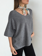 Sweater Italiano Manga 3/4, color Gris Oscuro
