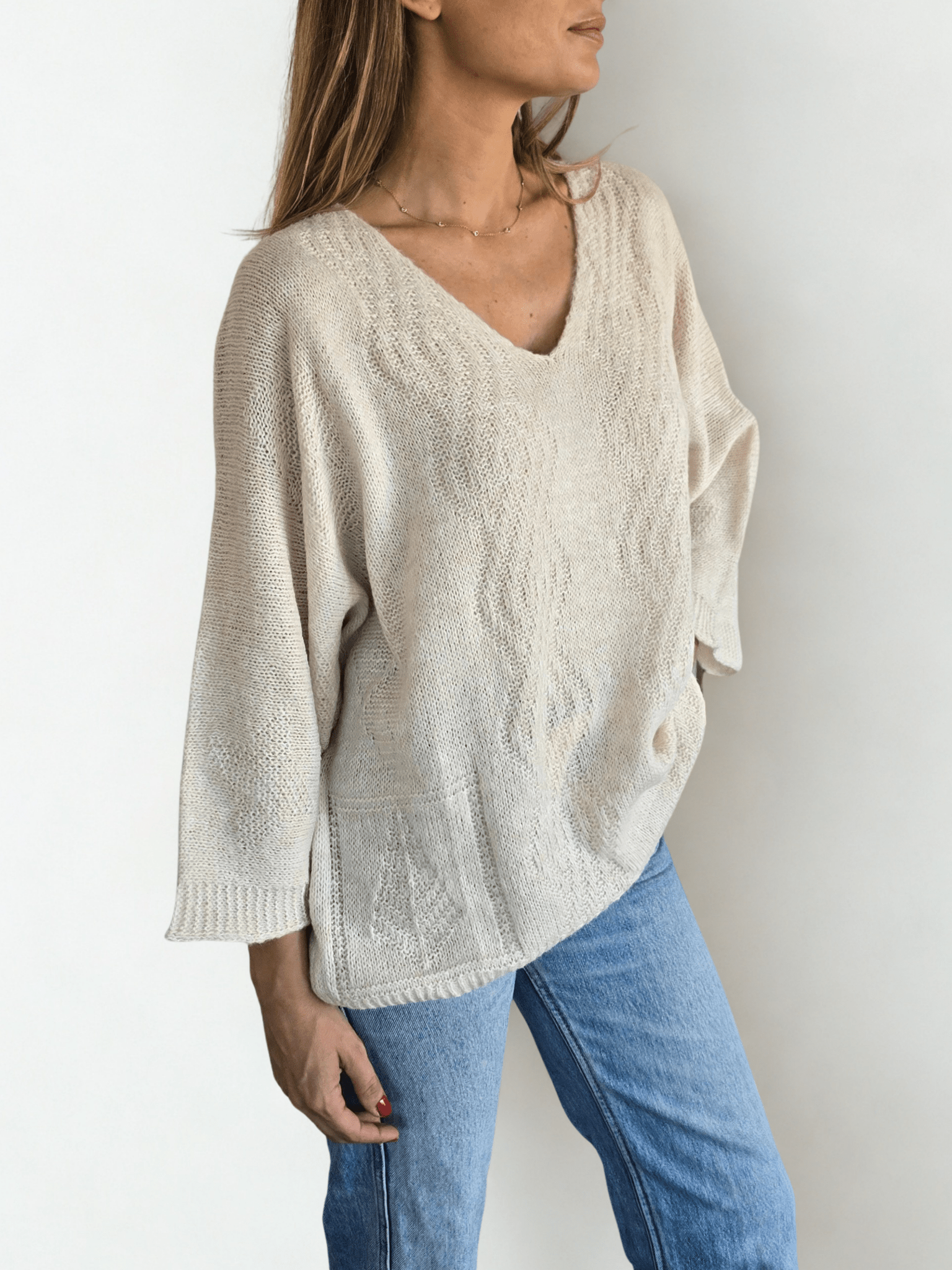 Sweater Italiano Tejido rombo, color Beige