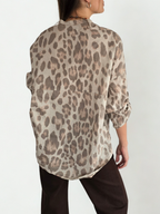 Blusa Italiana Animal Print, fondo Beige