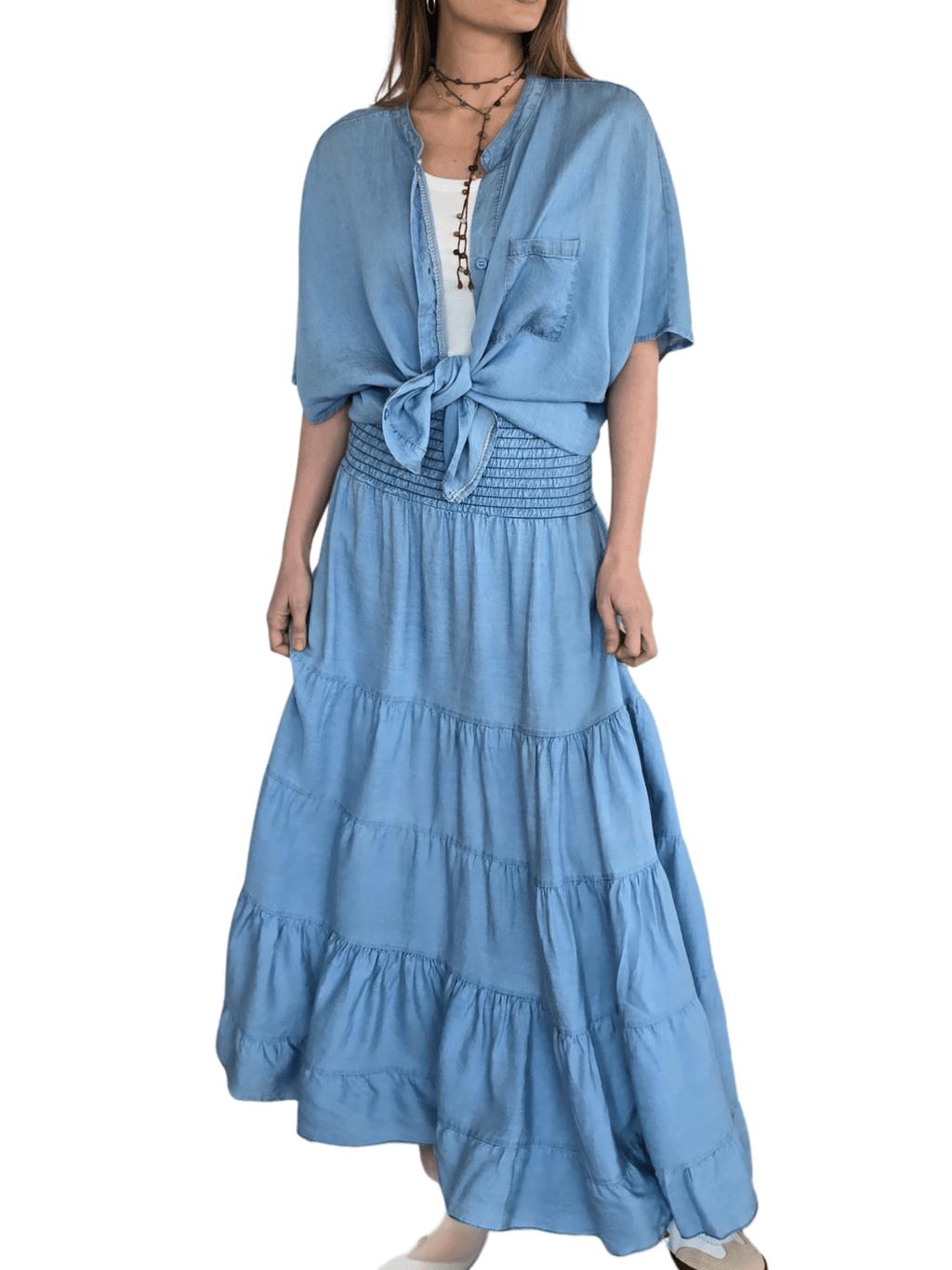 Pollera Italiana Jeans, color Celeste