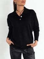 Sweater Tres Botones, color Negro