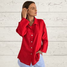 Cargar imagen en el visor de la galería, Blusa Italiana Venecia 100% Lino, color Rojo
